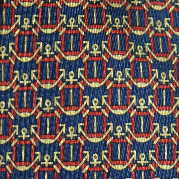 Hermes Blue Naval Anchor Pattern Classic Width Tie 908 HA - Picture 3 of 7